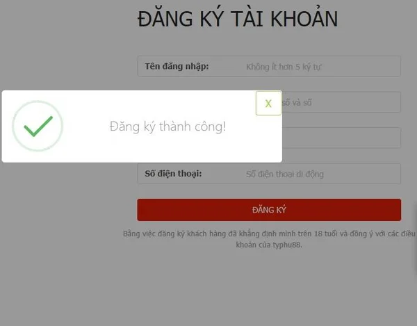 Chỉ đăng nhập typhu88 thành công sau khi hoàn tất đăng ký