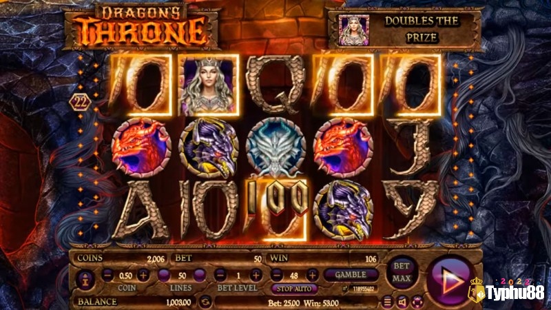 Dragon's Throne có bố cục tiêu chuẩn gồm năm cuộn và ba hàng