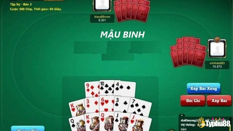 Cách xếp bài mậu binh trên cơ sở 52 lá bài tây